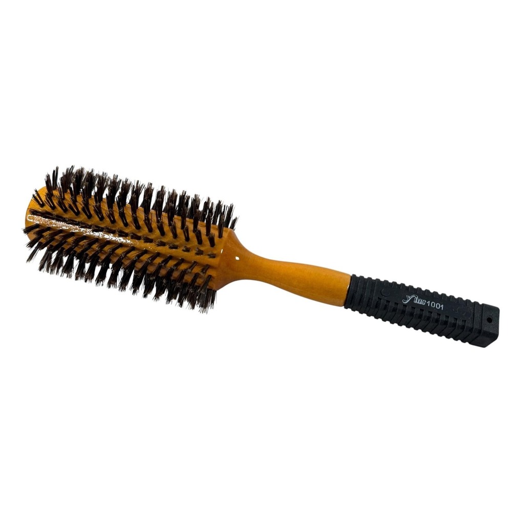 VTG Yins 100% Wild Boar Bristle Round Hair Brush Wood Natural Medium 1001 New‎